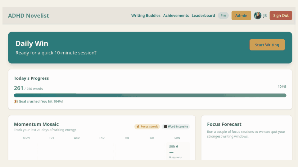 Looping product tour: dashboard, focus, timer, partner ghost, buddies, then achievements